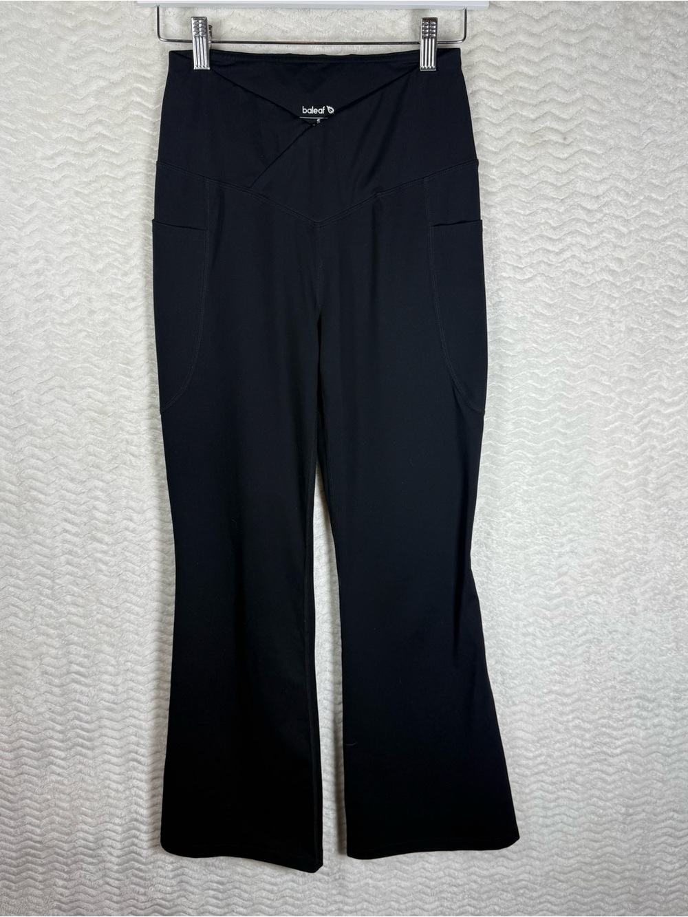 Baleaf Black High-Rise Flare Leg Workout Pants with Side Pockets